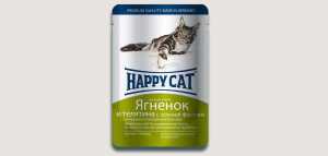 Влажный корм Happy Cat (Хеппи Кет) для кошек Ягненок и телятина с зеленой фасолью Желе 100гр_1