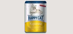 Влажный корм Happy Cat (Хеппи Кет) для кошек Курочка Соус 100гр_1
