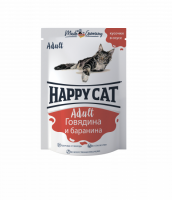 Влажный корм Happy Cat (Хеппи Кет) для кошек Говядина и баранина Соус 100гр